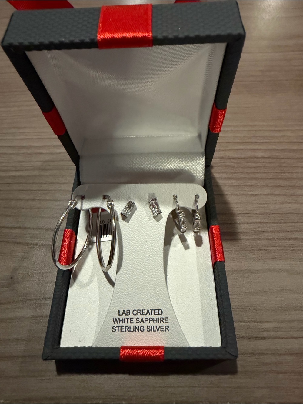 Sterling Silver White Sapphire Hoop and Stud Earring Set - Silver